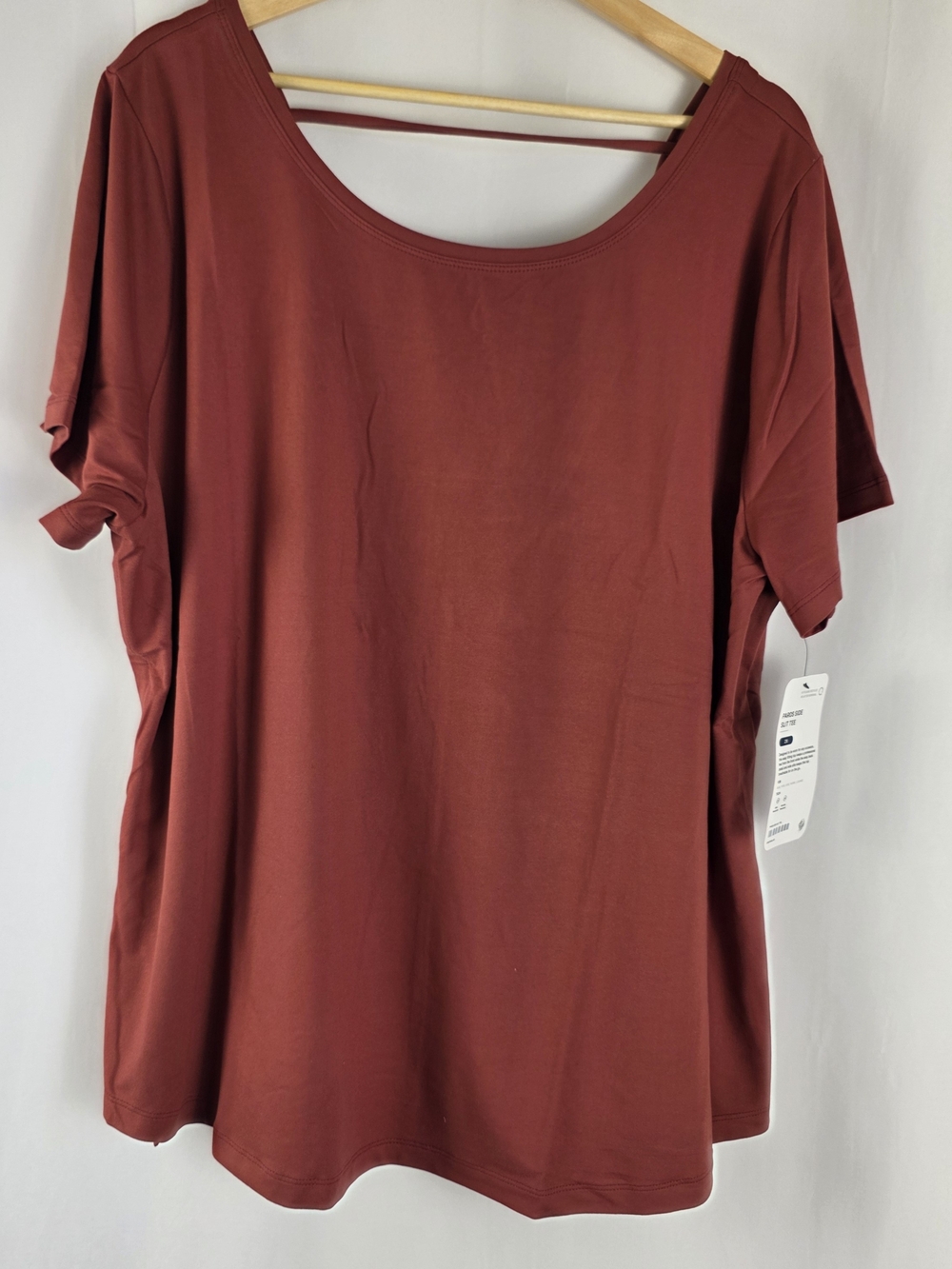Phoenix Activewear Side Slit Tee Rust Brown Athleisure Top 2X NWT